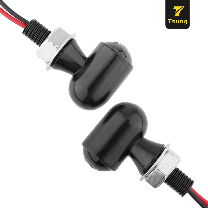 TSUNG Mini Motorcycle Turn Signals Light LED Micro Blinkers for Front/Rear Universal Aftermarket Small Indicator for Cafe Racer Bobber Cruiser Street Bikes (Black-Smoke Lens) - Image 3